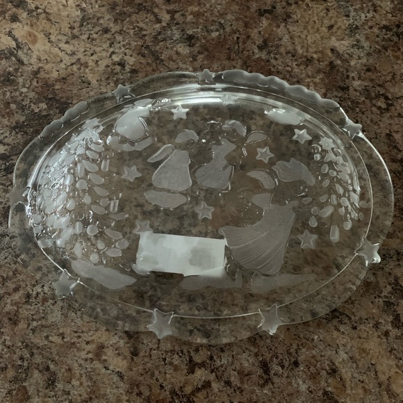 NWT Mikasa Holiday Classics Frosted Angels XMas Tree 9" Oval Sweet Dish Germany - Picture 3 of 7